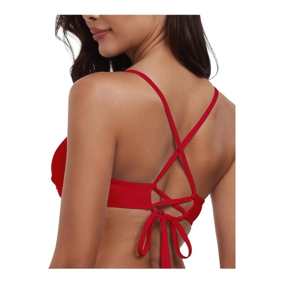 RELLECIGA Women's Push Up Bikini Twist Front Underwire top X2 | Small red/blue - Picture 5 of 11
